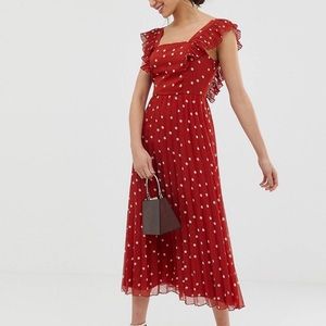 ASOS Red Pleated Dress
